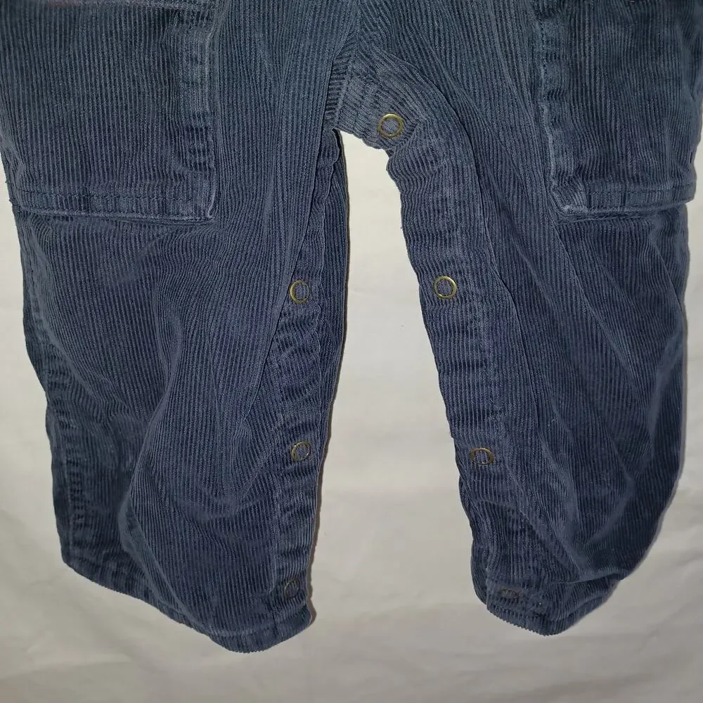 OshKosh B'gosh Corduroy Overalls‎ Kids 18M Navy Blue Flannel Lined Cargo Vestbak